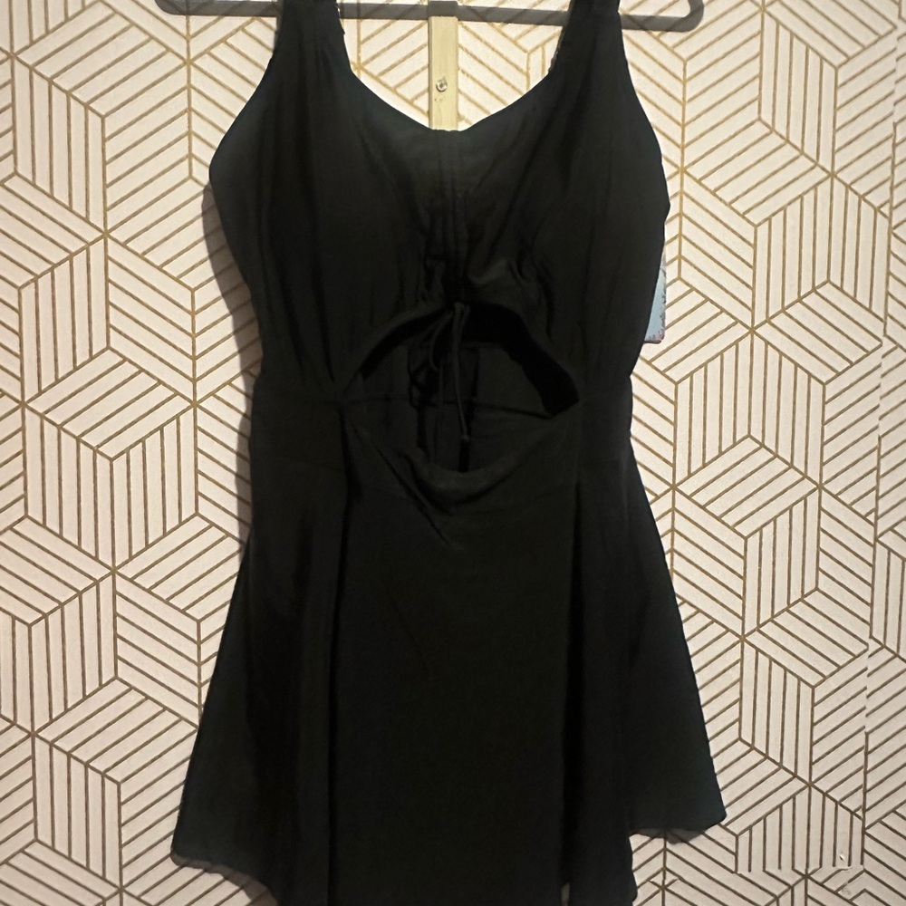 Black One-Piece Plus Size Swimsuit Dress 16W NWT